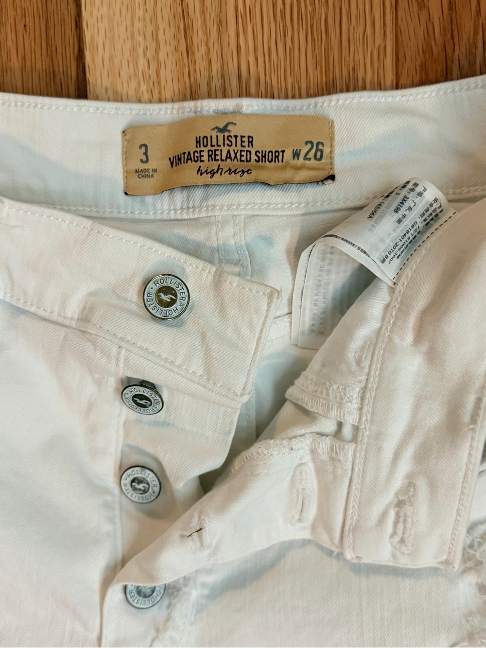 Hollister White High-Rise Button-Fly Shorts
